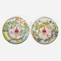 A matched pair of Chinese Export Mandarin palette porcelain plates with the arms of the Douglas Family circa 1800