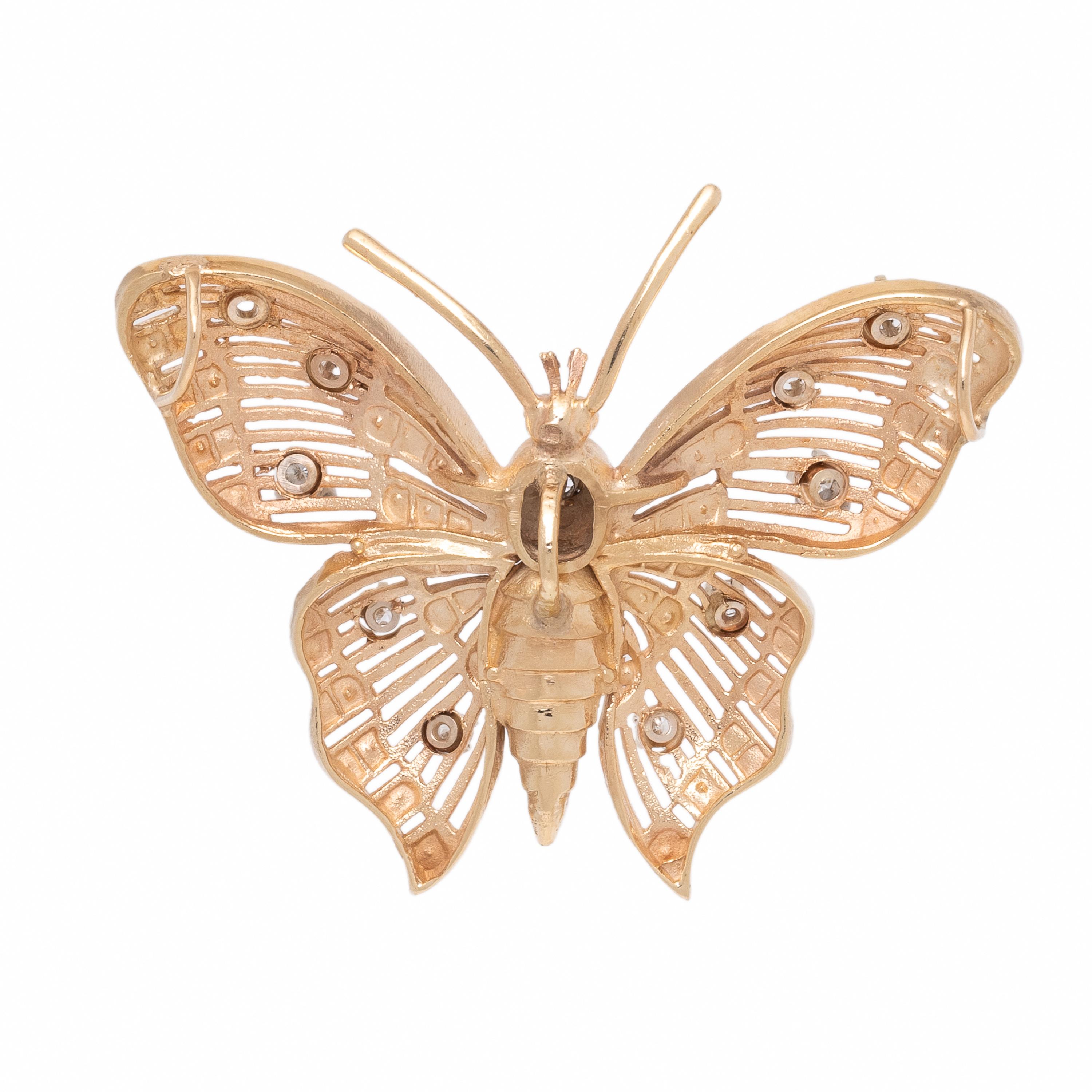 Yellow Gold and Diamond Butterfly Slide Pendant