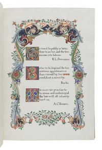 [MANUSCRIPTS -- ILLUMINATED]. Cover title: A Collection of Thoughts . Illuminated manuscript, vellum. N.p., n.d. [20th century].