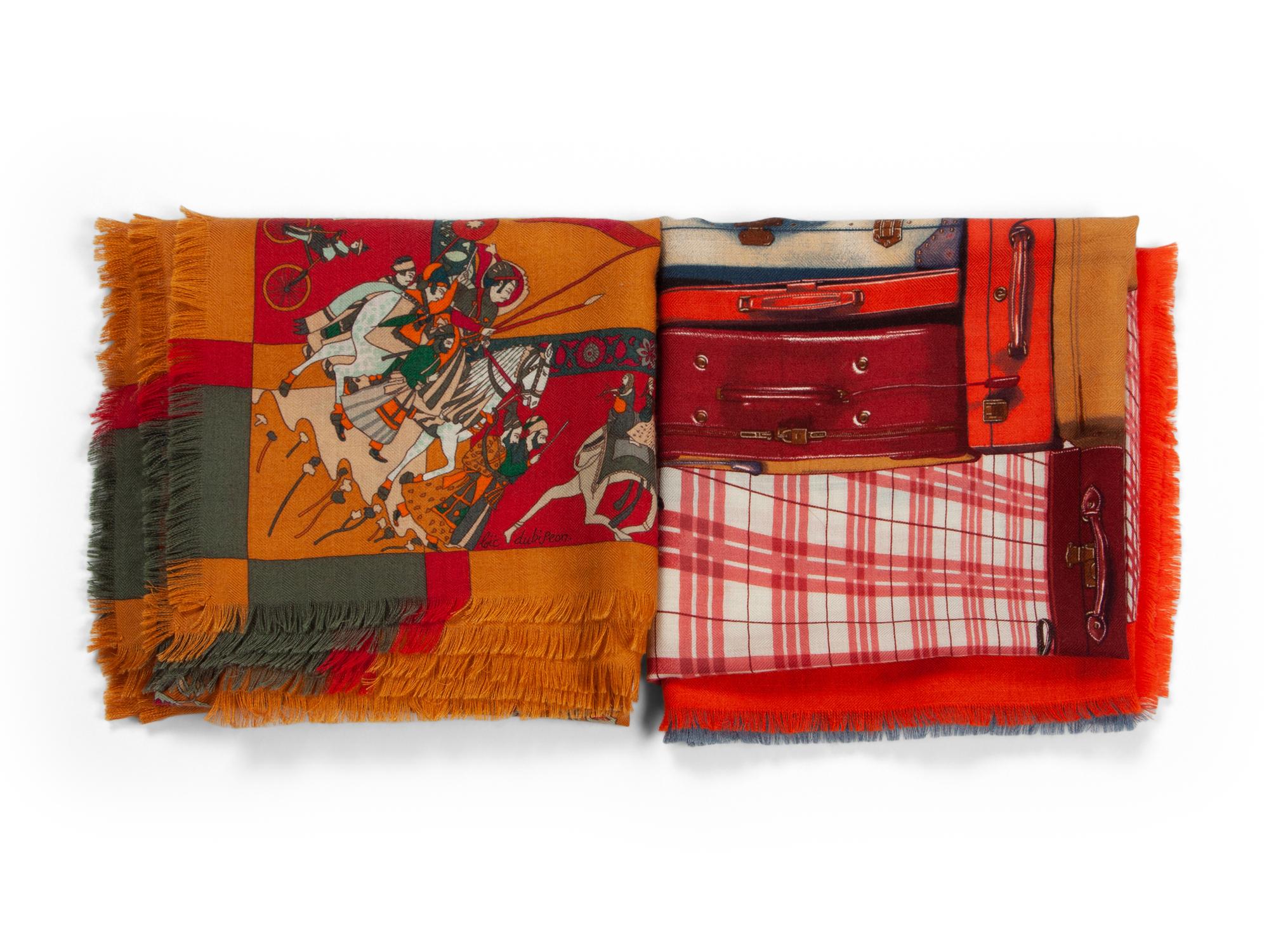 Two Hermès 90cm Silk/Cashmere Scarves