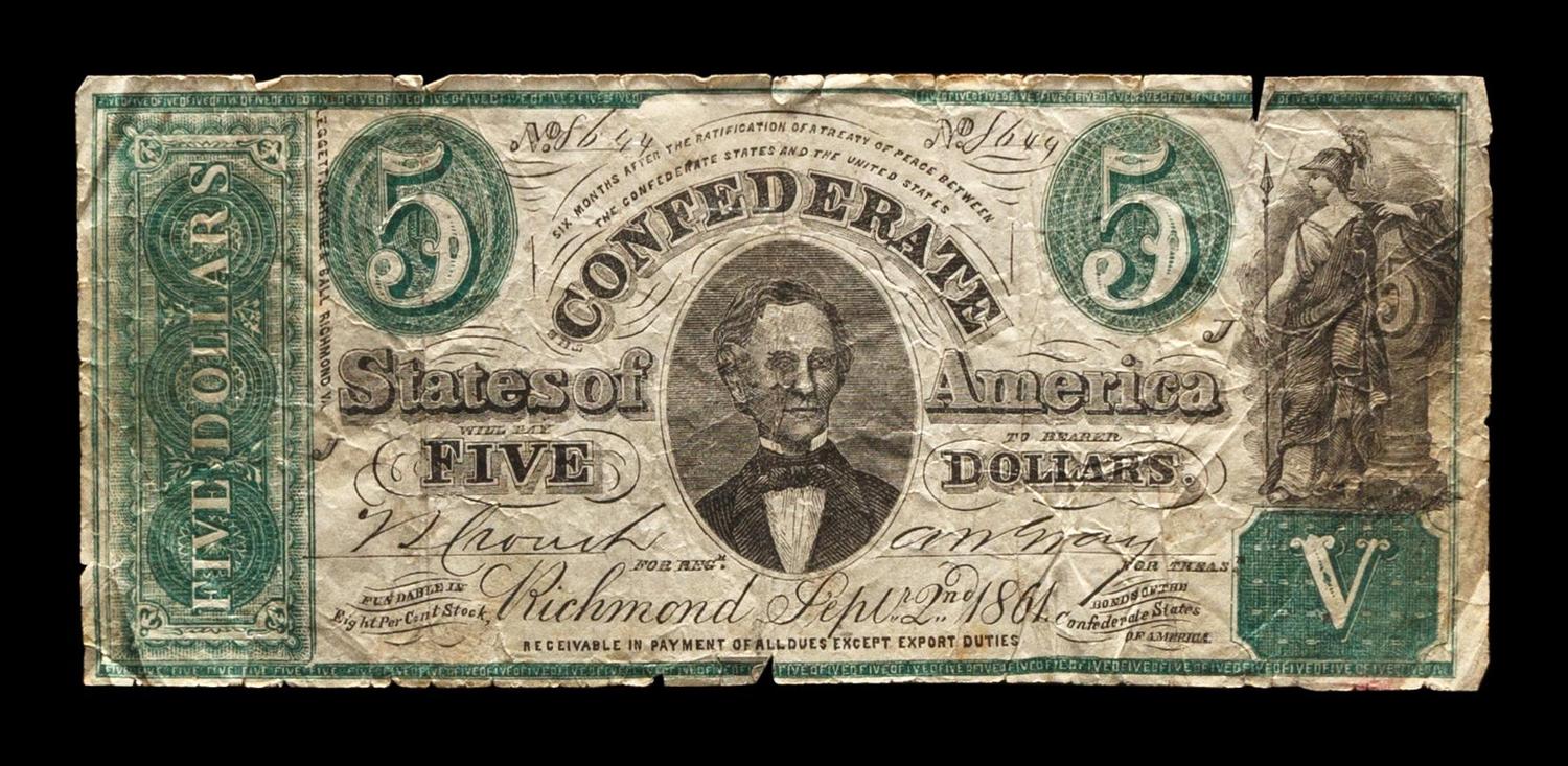 [CONFEDERATE STATES OF AMERICA] A Contemporary Counterfeit CT-33 $5 Note