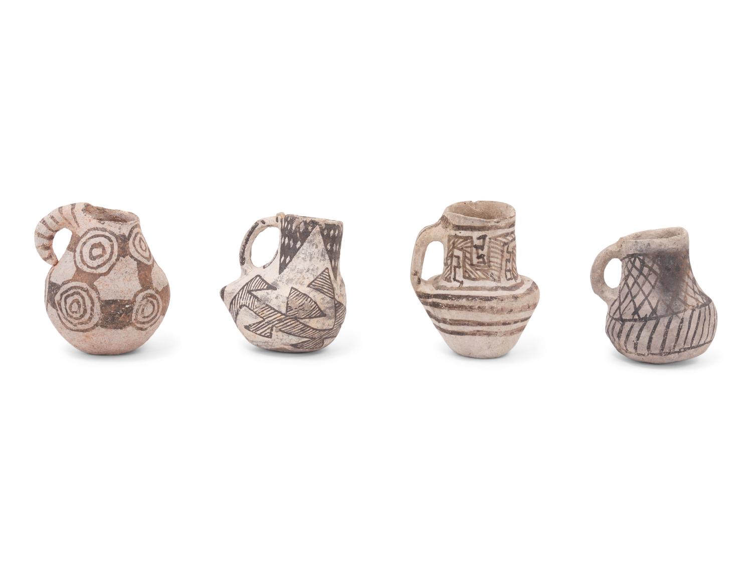 Collection of Anasazi Black-on-White Pottery Pitchers