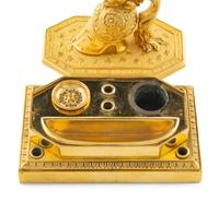 An Empire Gilt Bronze Inkwell with Helmet-Form Cover