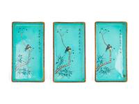 Three Chinese Painted Enamel Plates
