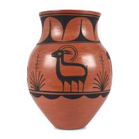 A Large Redware Jar, with Bighorn Sheep