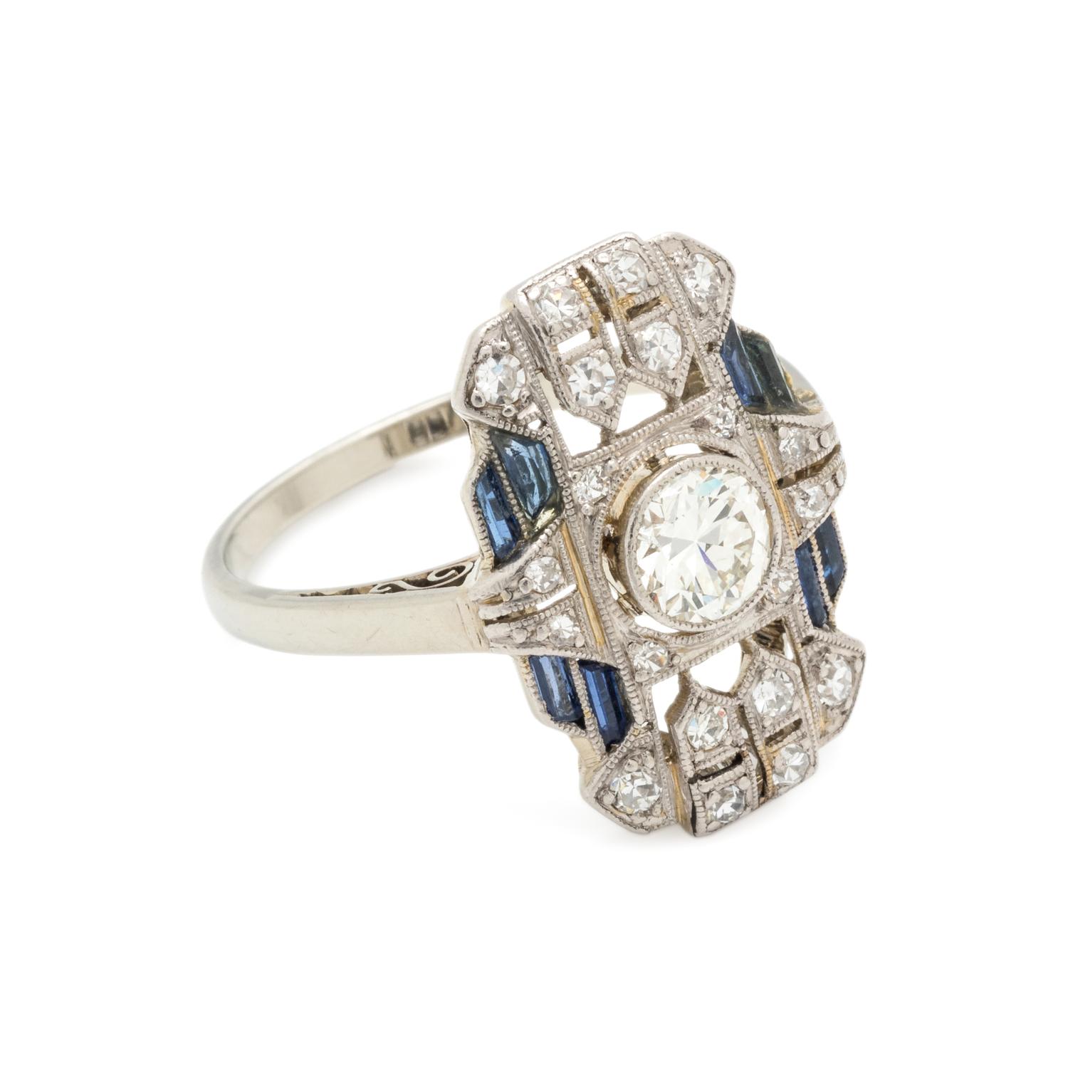 DIAMOND AND SYNTHETIC SAPPHIRE RING