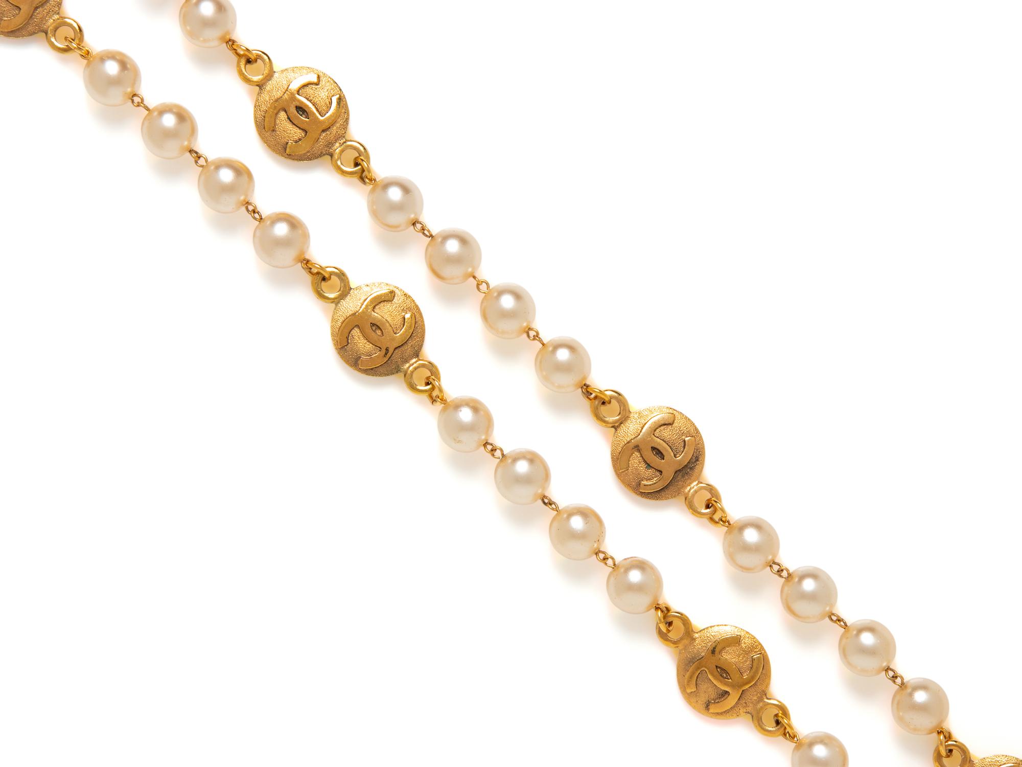 Chanel, CC Coin & Gripoix Pearl Necklace