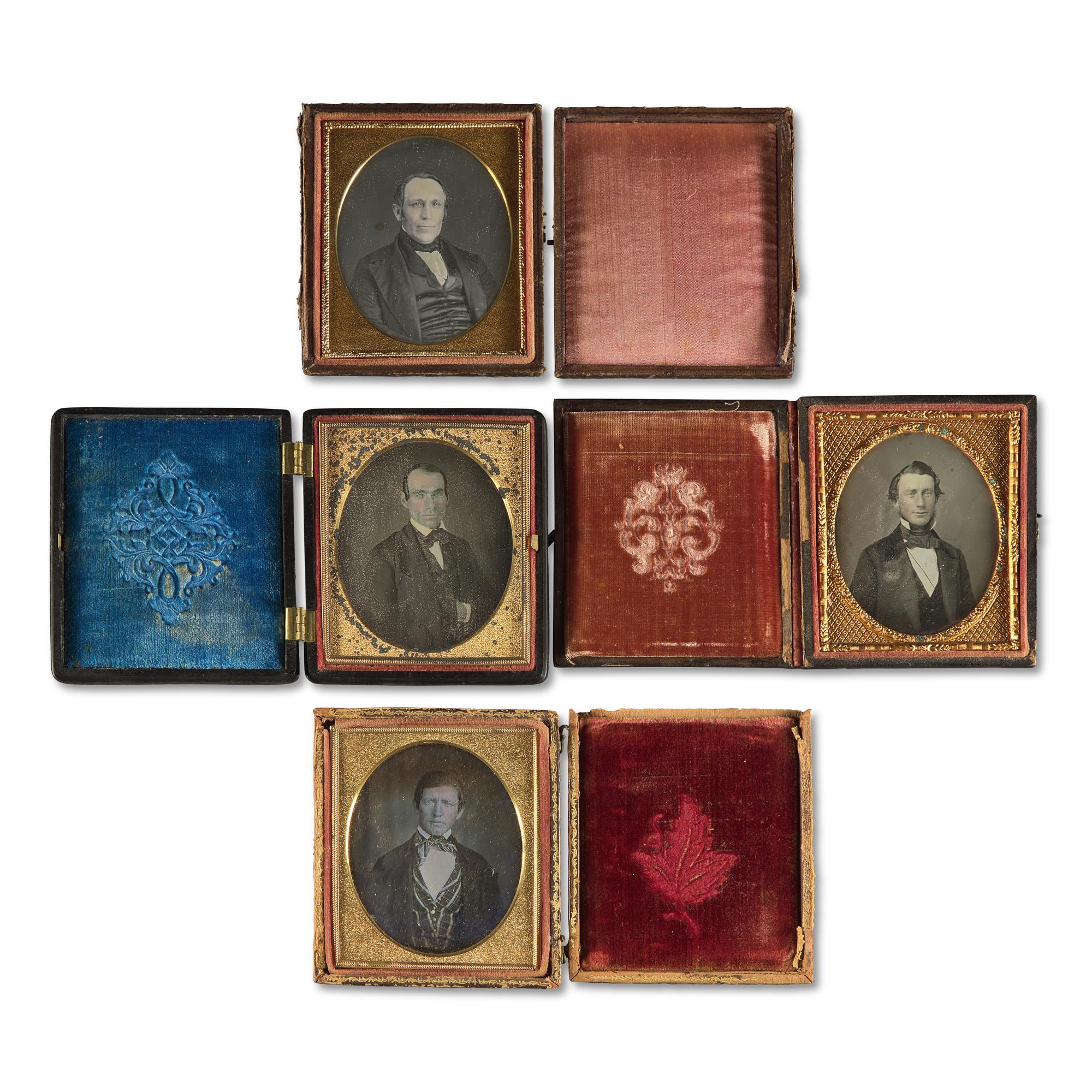 [Early Photography] Group of 39 Sixth Plate Daguerreotypes of Men