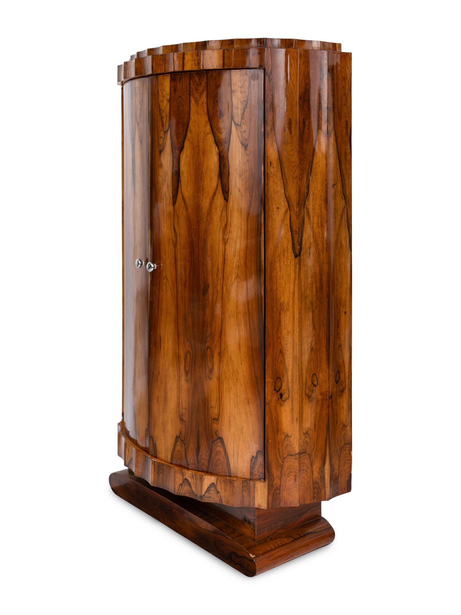 An Art Deco Rosewood Demilune Bar Cabinet