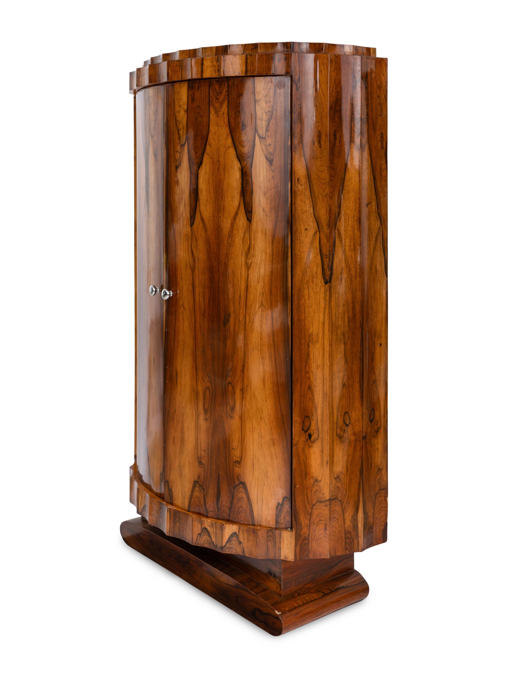 An Art Deco Rosewood Demilune Bar Cabinet