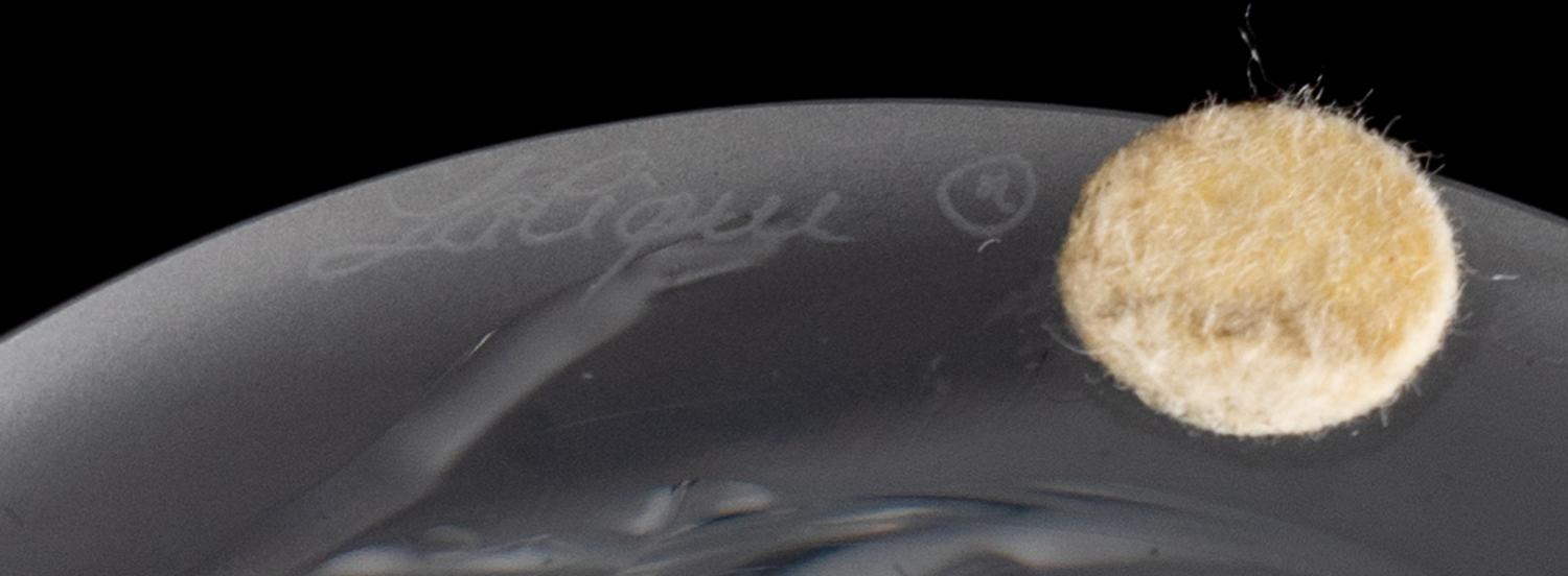 A Lalique Molded and Frosted Glass Vase and a Lalique Leaf Bowl