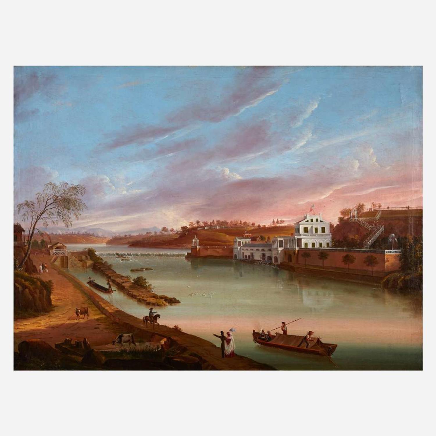 Nicolino Calyo (1799-1884) View of the Schuylkill River & Fairmount Water Works, Philadelphia