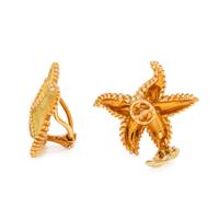 TIFFANY & CO., YELLOW GOLD STARFISH EARCLIPS