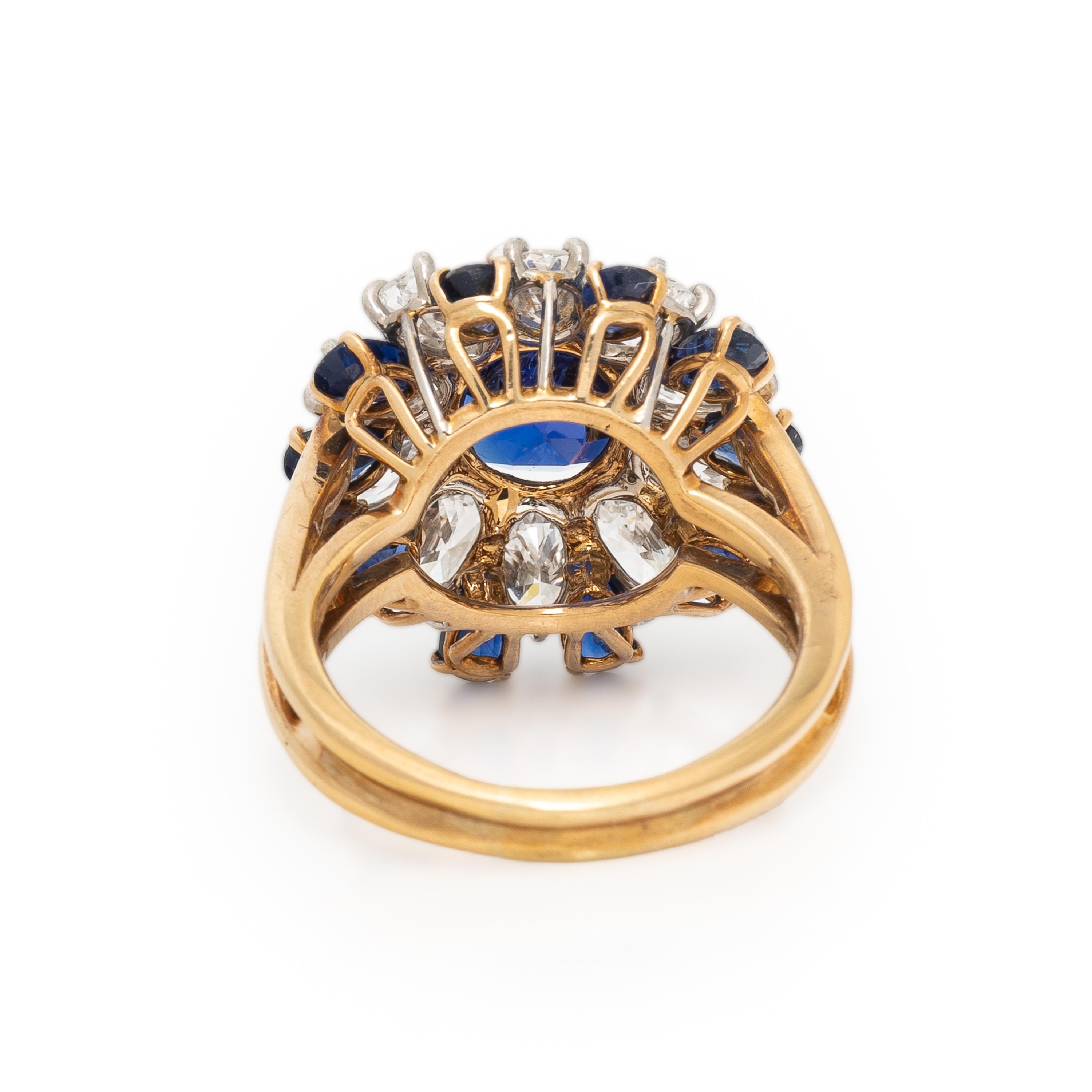 Oscar Heyman, Sapphire, Diamond and Yellow Gold Ring