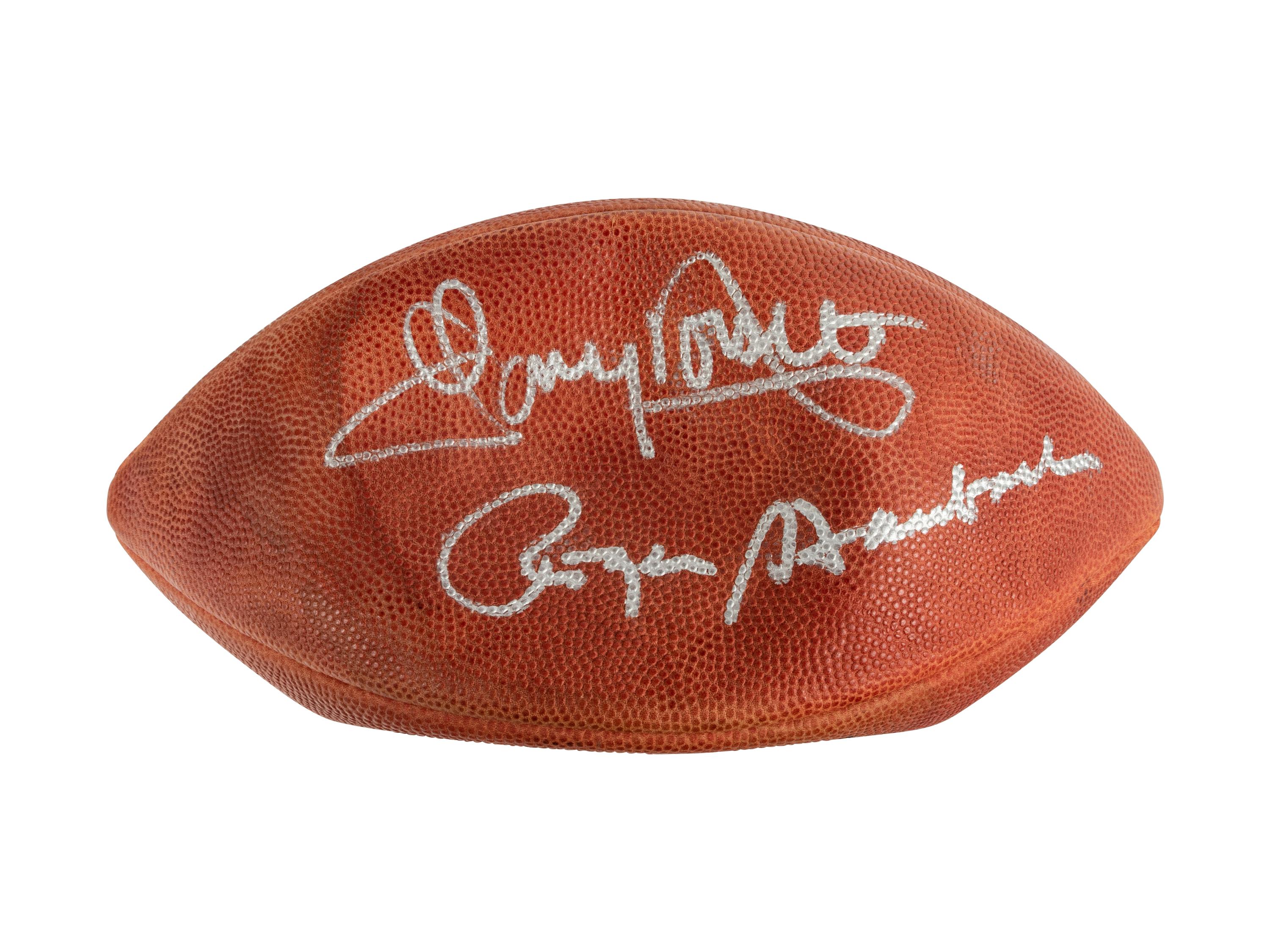 Mike Ditka’s Personally Owned Wilson NFL 75 Multi-Signed Hall of Fame Autograph Football Formerly Displayed at Mike Ditka's Restaurant