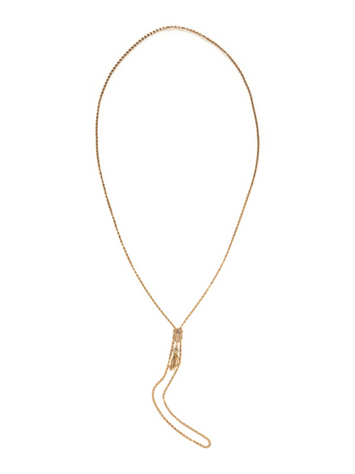 VICTORIAN, YELLOW GOLD SLIDE NECKLACE