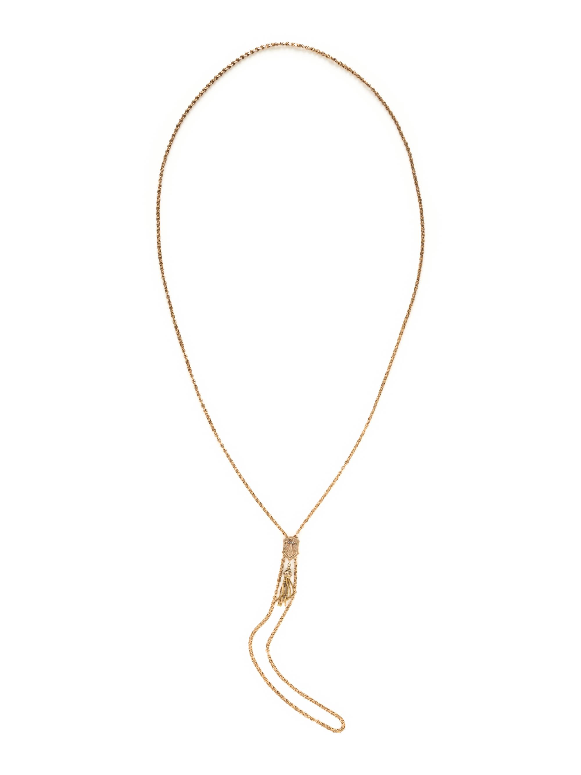 VICTORIAN, YELLOW GOLD SLIDE NECKLACE