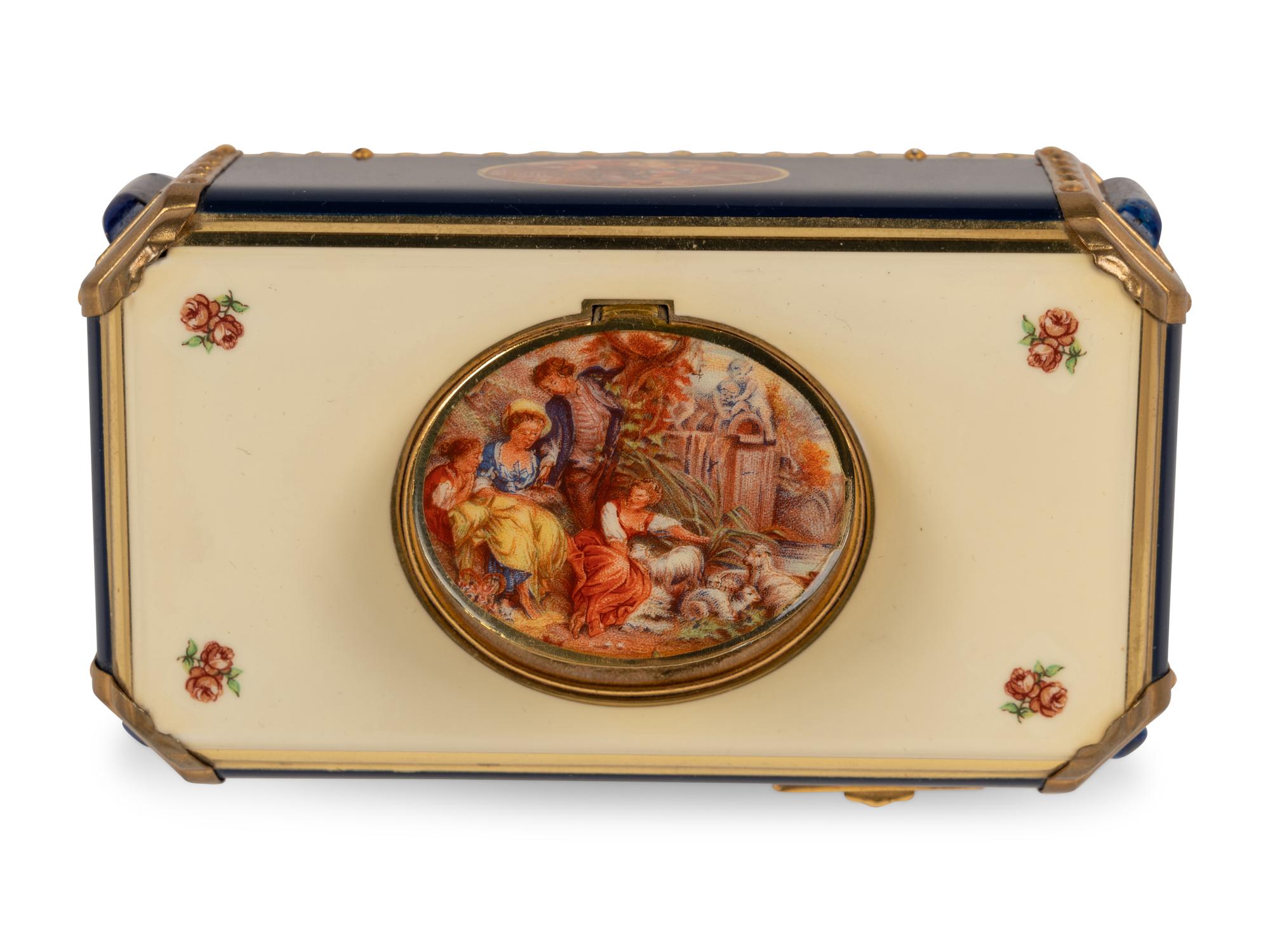 A Swiss Enamel Singing Bird Automaton Box