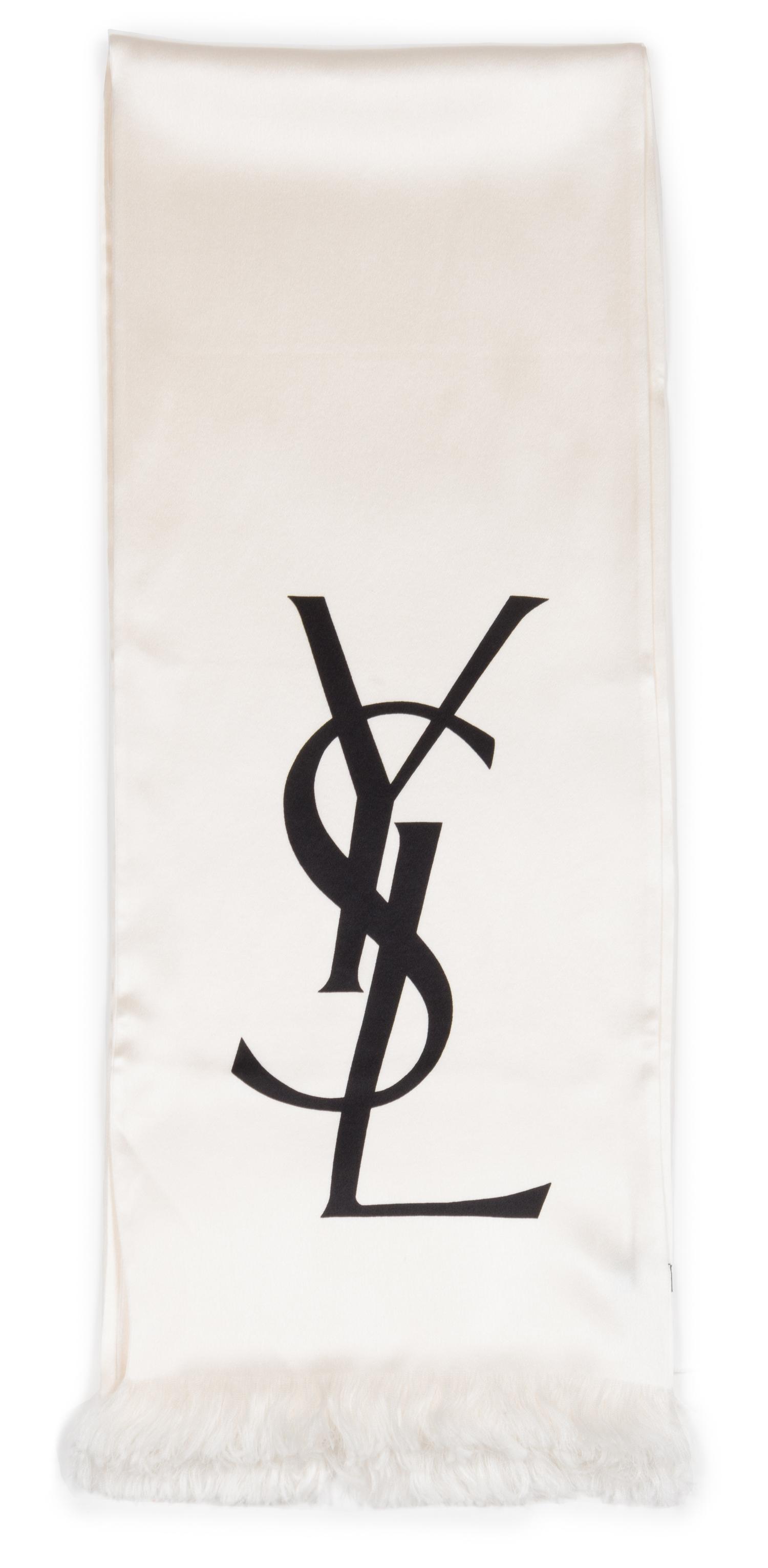 An Yves Saint Laurent Cream Silk Oblong Scarf, 106".