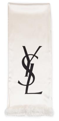An Yves Saint Laurent Cream Silk Oblong Scarf, 106".