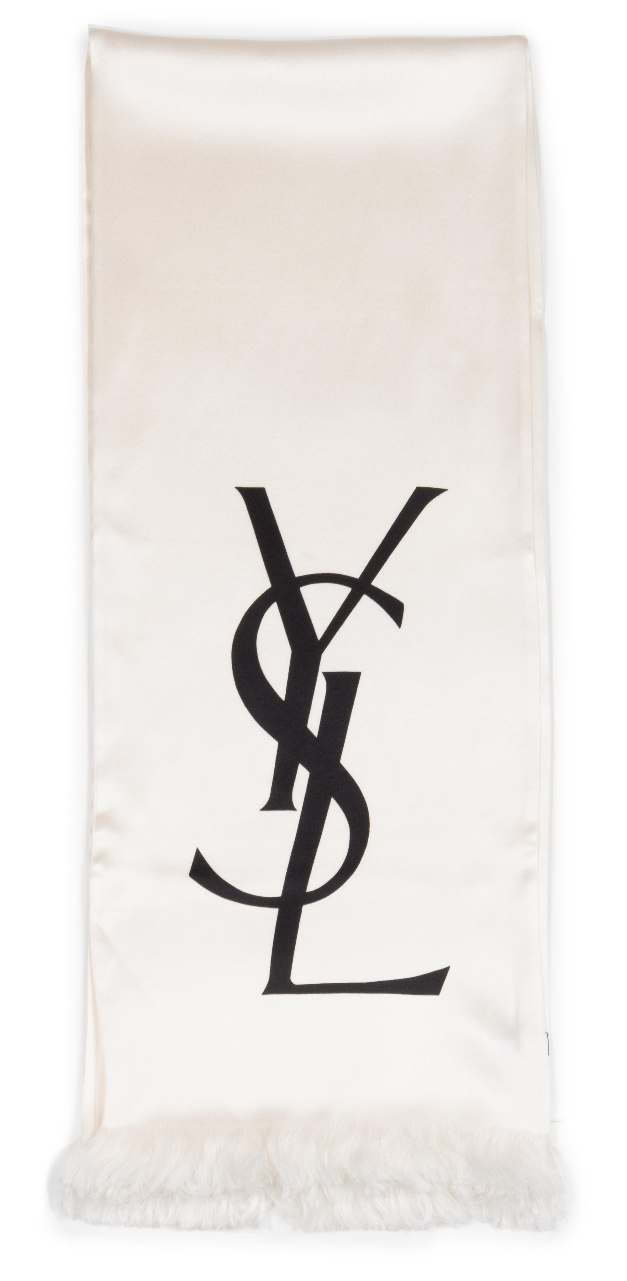 An Yves Saint Laurent Cream Silk Oblong Scarf, 106".