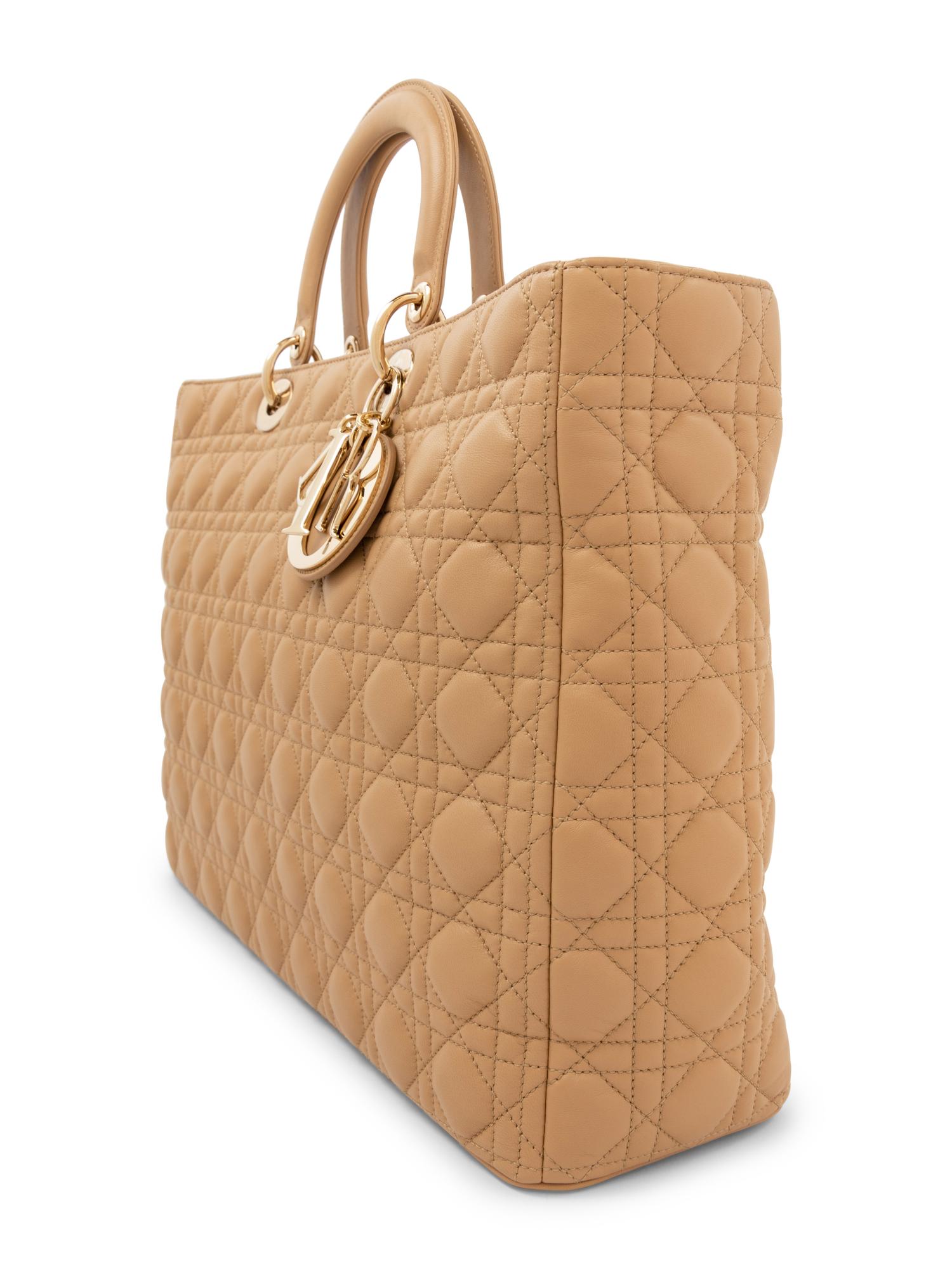 Christian Dior Tan Cannage Large Lady Dior Bag, 2010