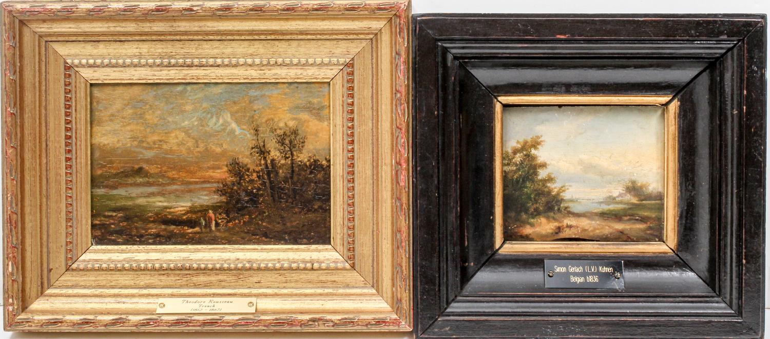 Two Landscapes, (19th century), one in the manner of Theodore Rousseau and the other by an unknown artist