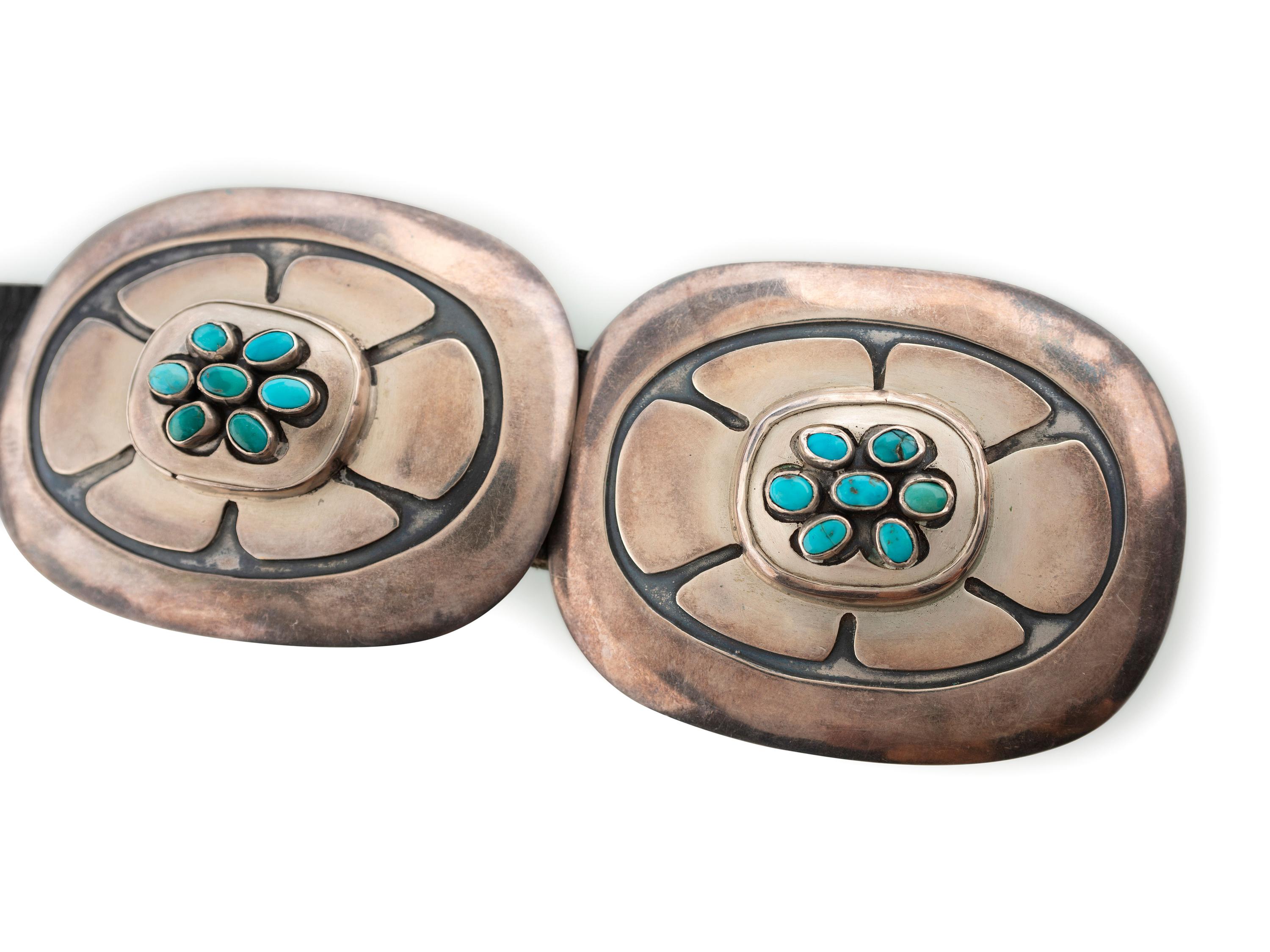 Navajo Silver and Turquoise Concha Belt