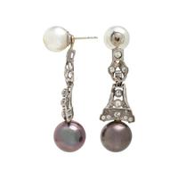 Cultured Pearl and Diamond Convertible Earrings