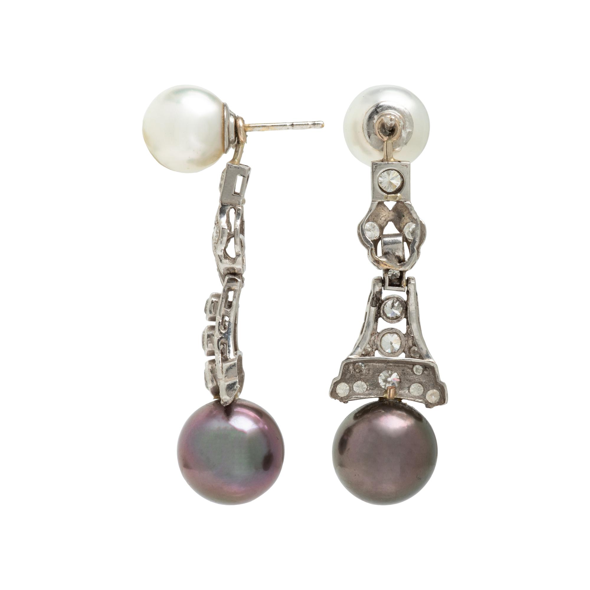 Cultured Pearl and Diamond Convertible Earrings