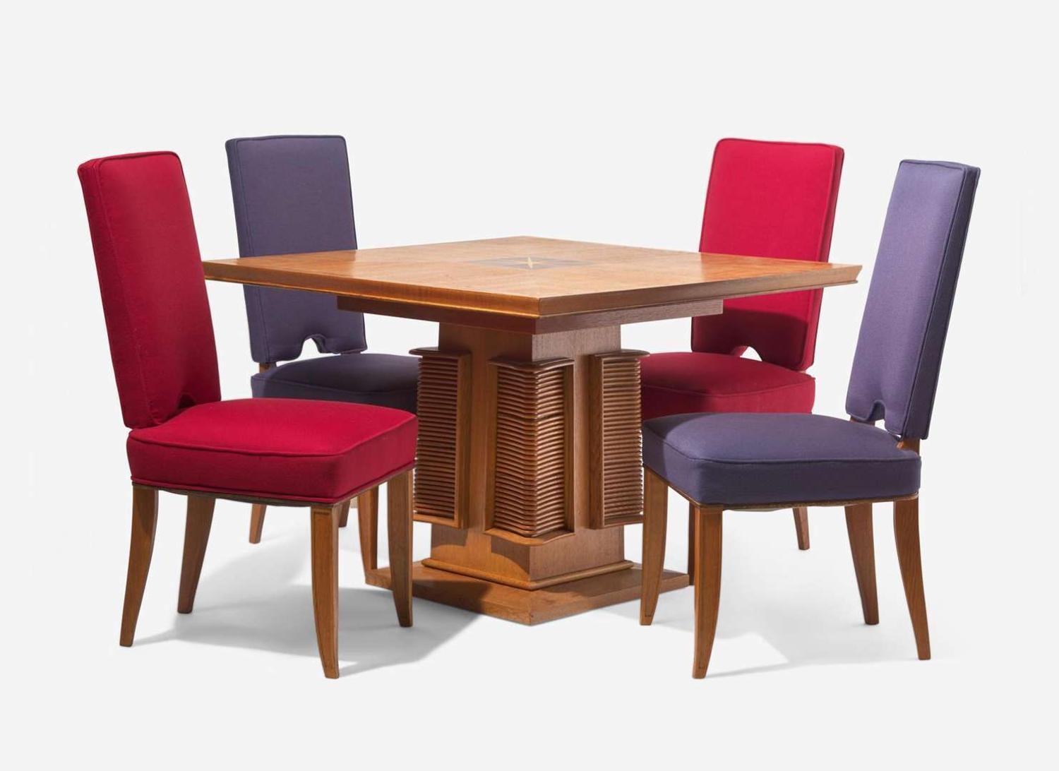 Maxime Old, Important Dining Table and Four Chairs