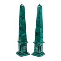 A Pair of Large Malachite Obelisks