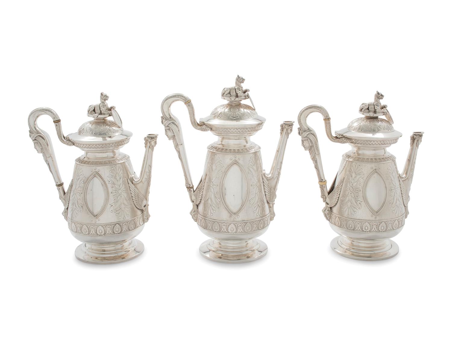 An American Aesthetic Movement Six-Piece Coin Silver Tea and Coffee Service