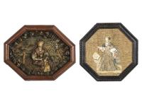 An English Corn Diorama and a Mixed Media Needlework Portrait