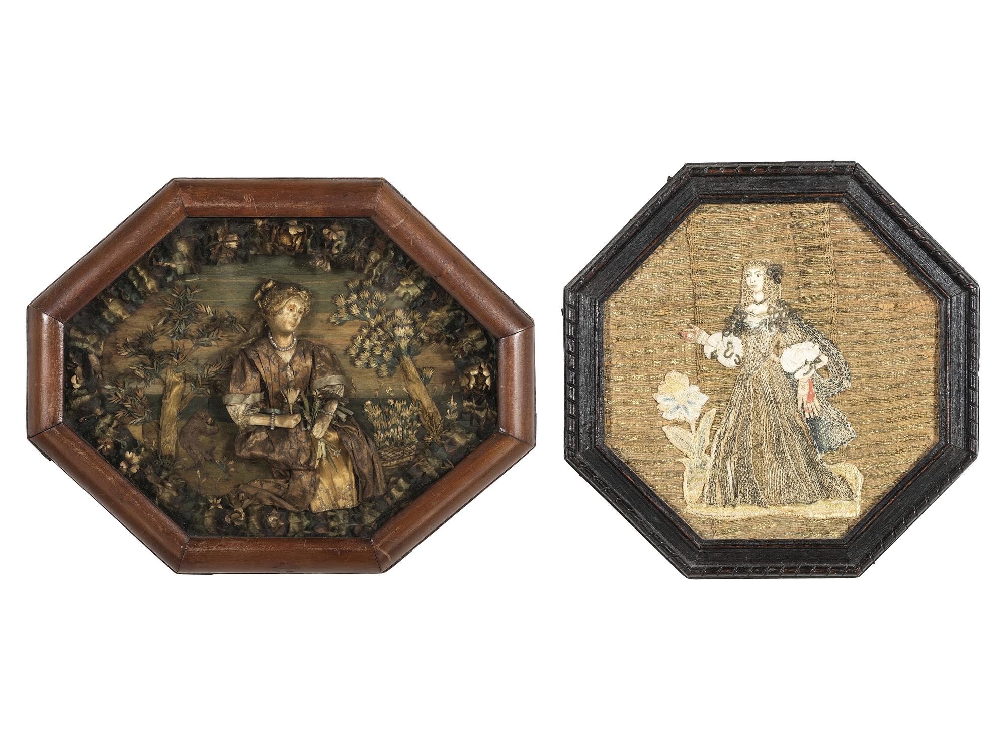 An English Corn Diorama and a Mixed Media Needlework Portrait