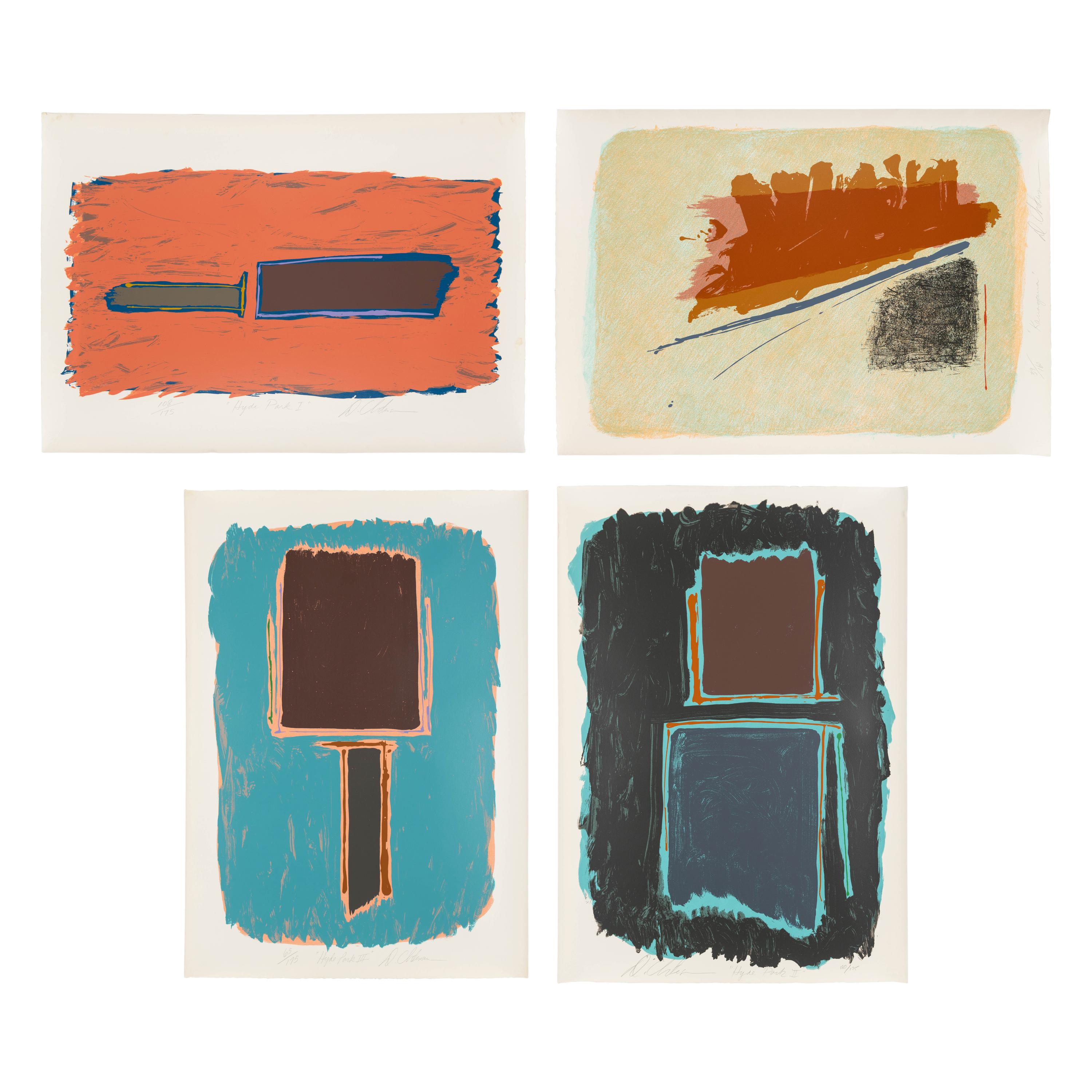 Dan Christensen (American, 1942-2007) — Illinois, Hyde Park I, Hyde Park II, and Hyde Park III (four works)