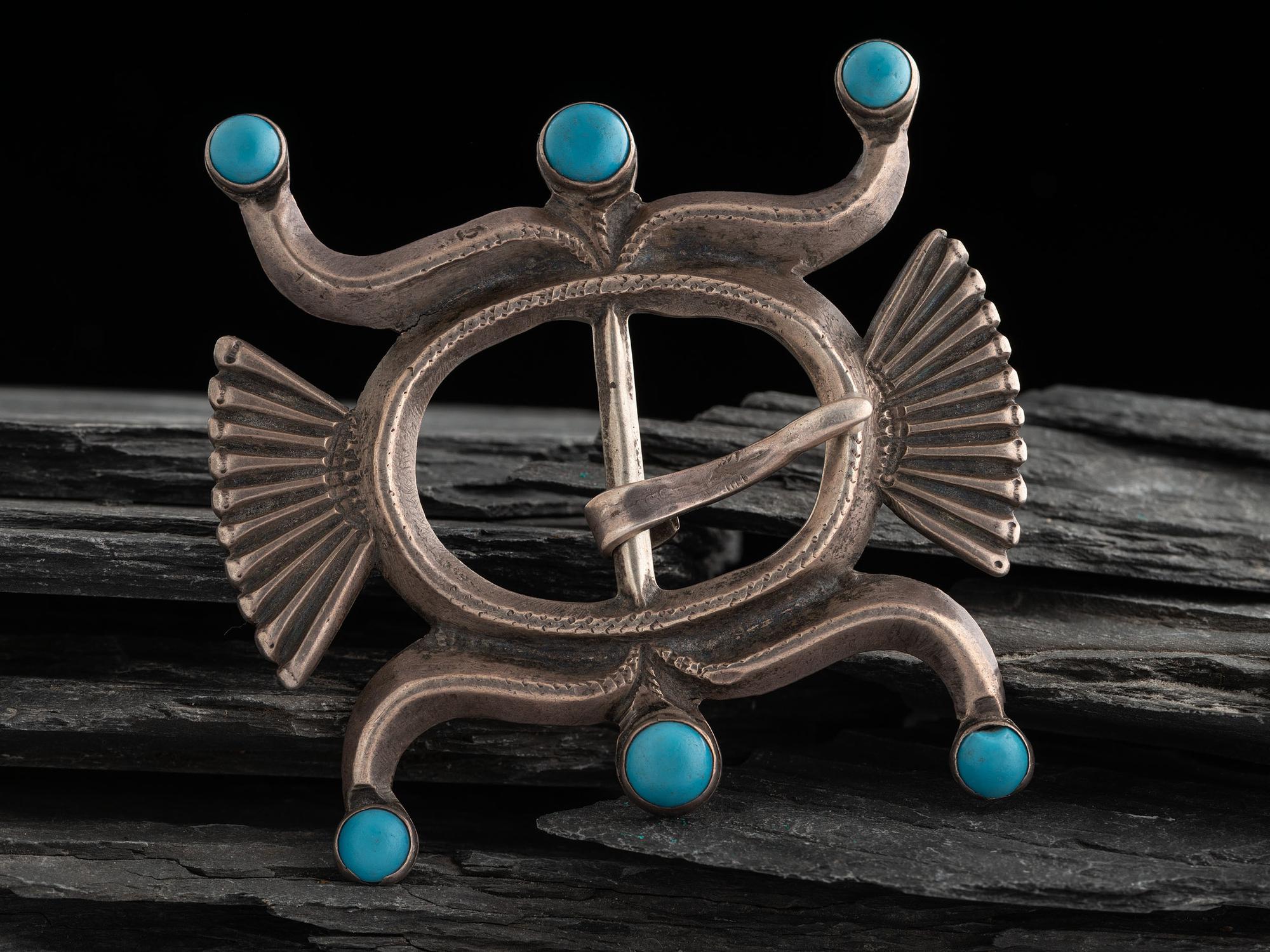 Navajo Sandcast Ingot and Hubble Glass Belt Buckle