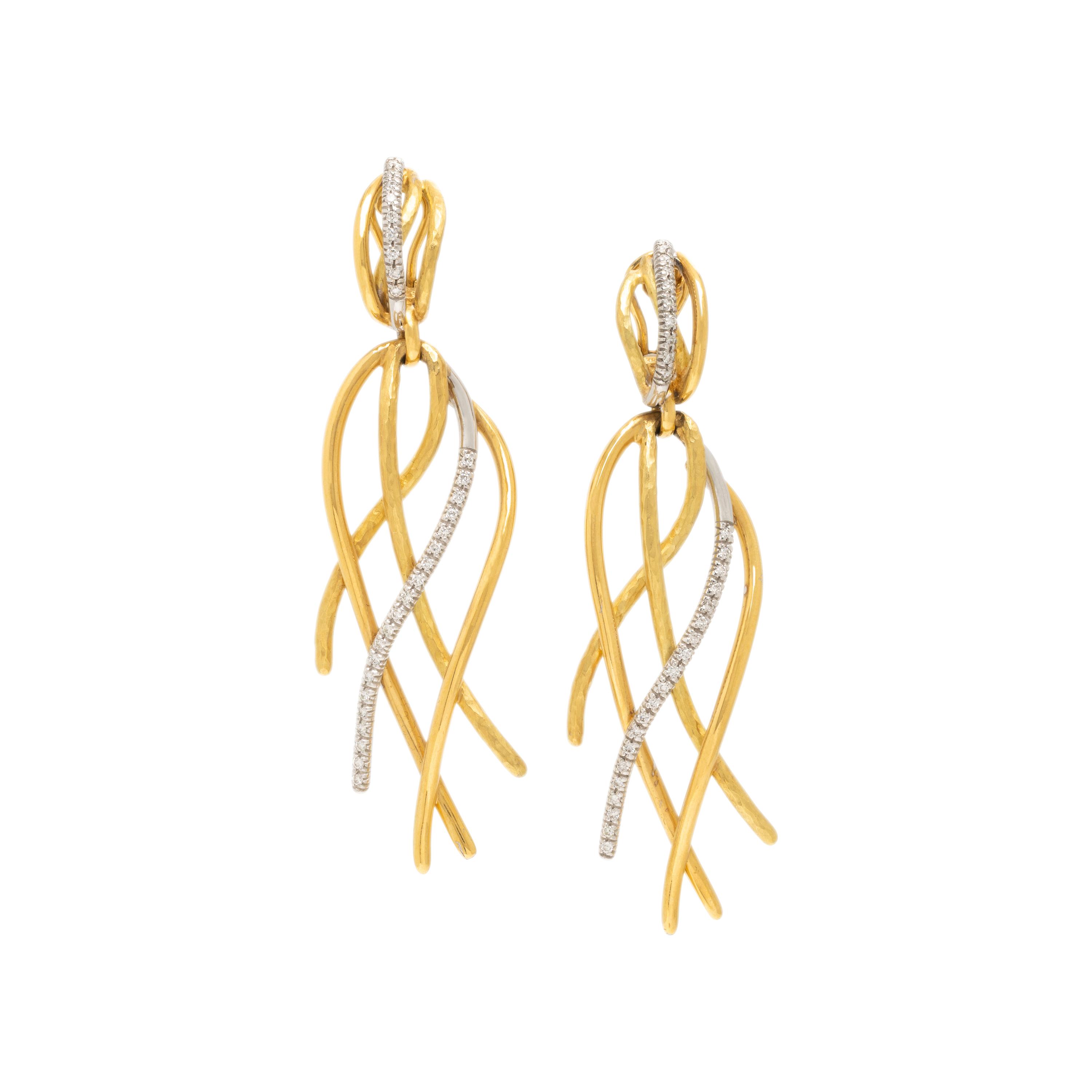 Bicolor Gold and Diamond Pendant Earrings