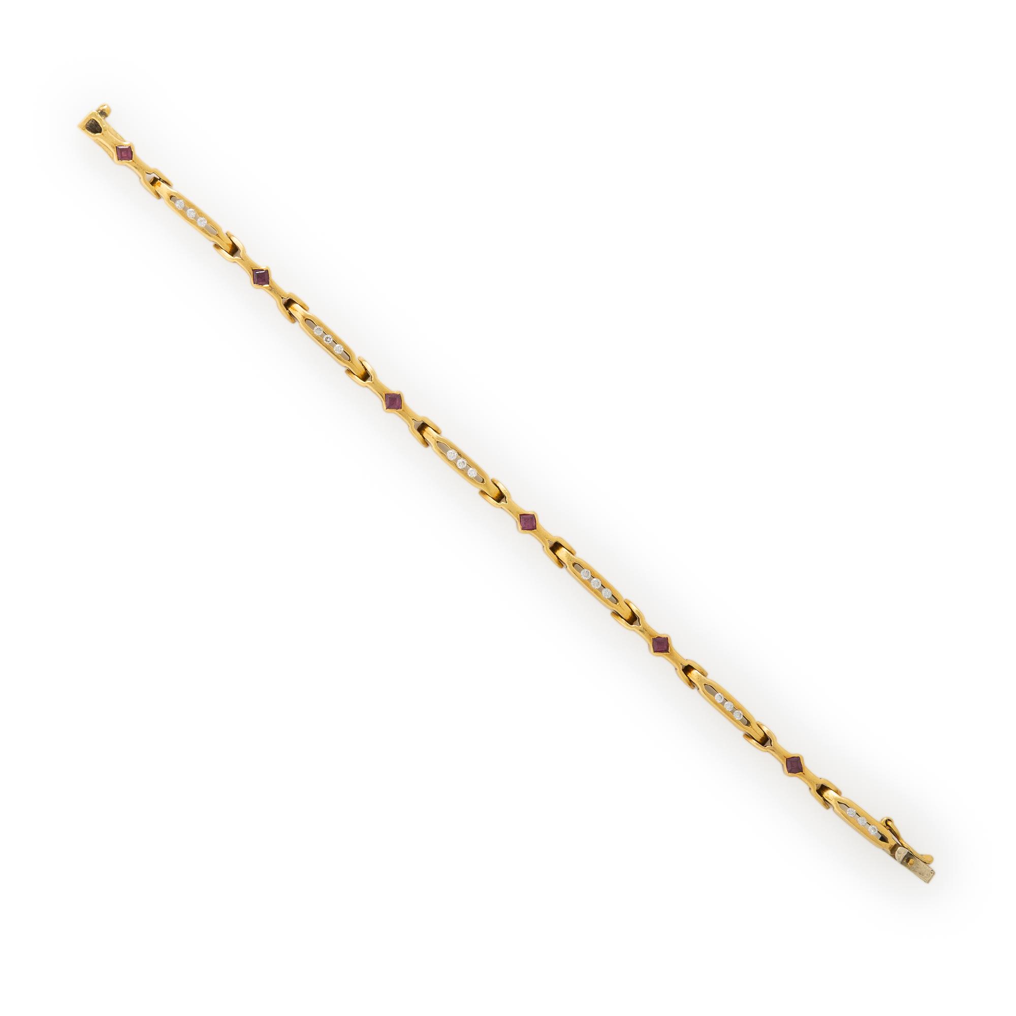 Yellow Gold, Ruby, and Diamond Bracelet