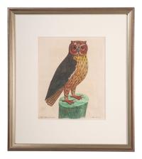 Five Eleazar Albin (English, 1690-1742) Hand Colored Engravings of Owls