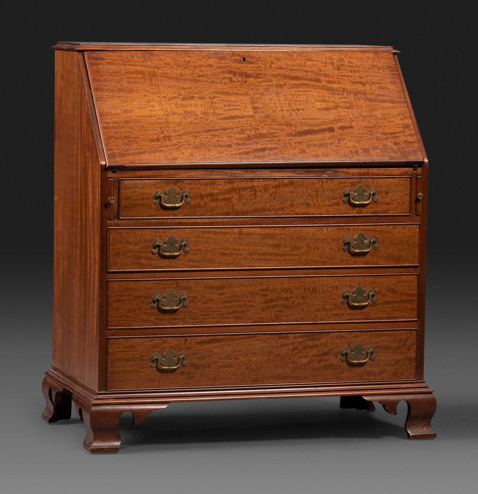 A Chippendale Style Mahogany Slant Front Desk