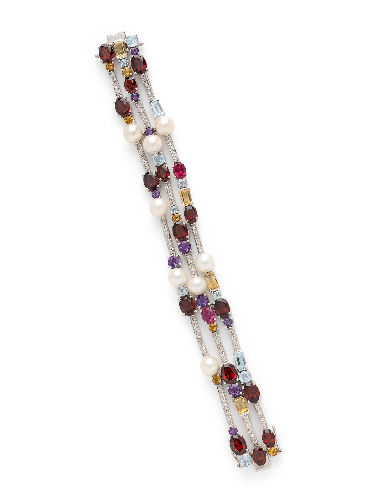 MULTIGEM AND DIAMOND BRACELET