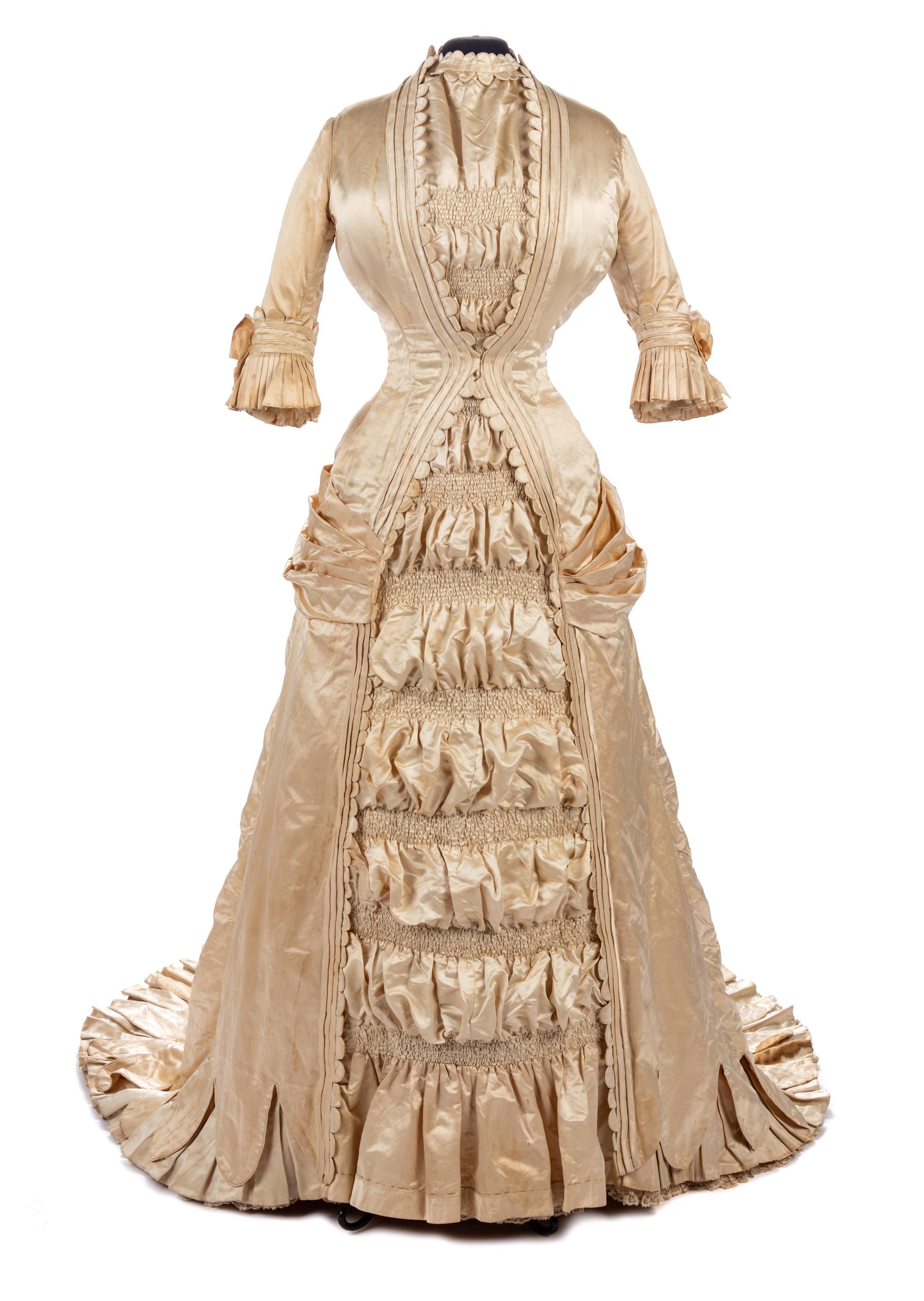 One-Piece Satin Wedding Dress, 1880s