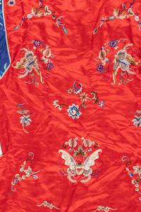 A Chinese Red Ground Embroidered Silk Lady's Robe