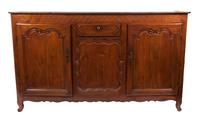 A French Provincial Walnut Sideboard Height 44 1/4 x width 77 x depth 19 1/4 inches.