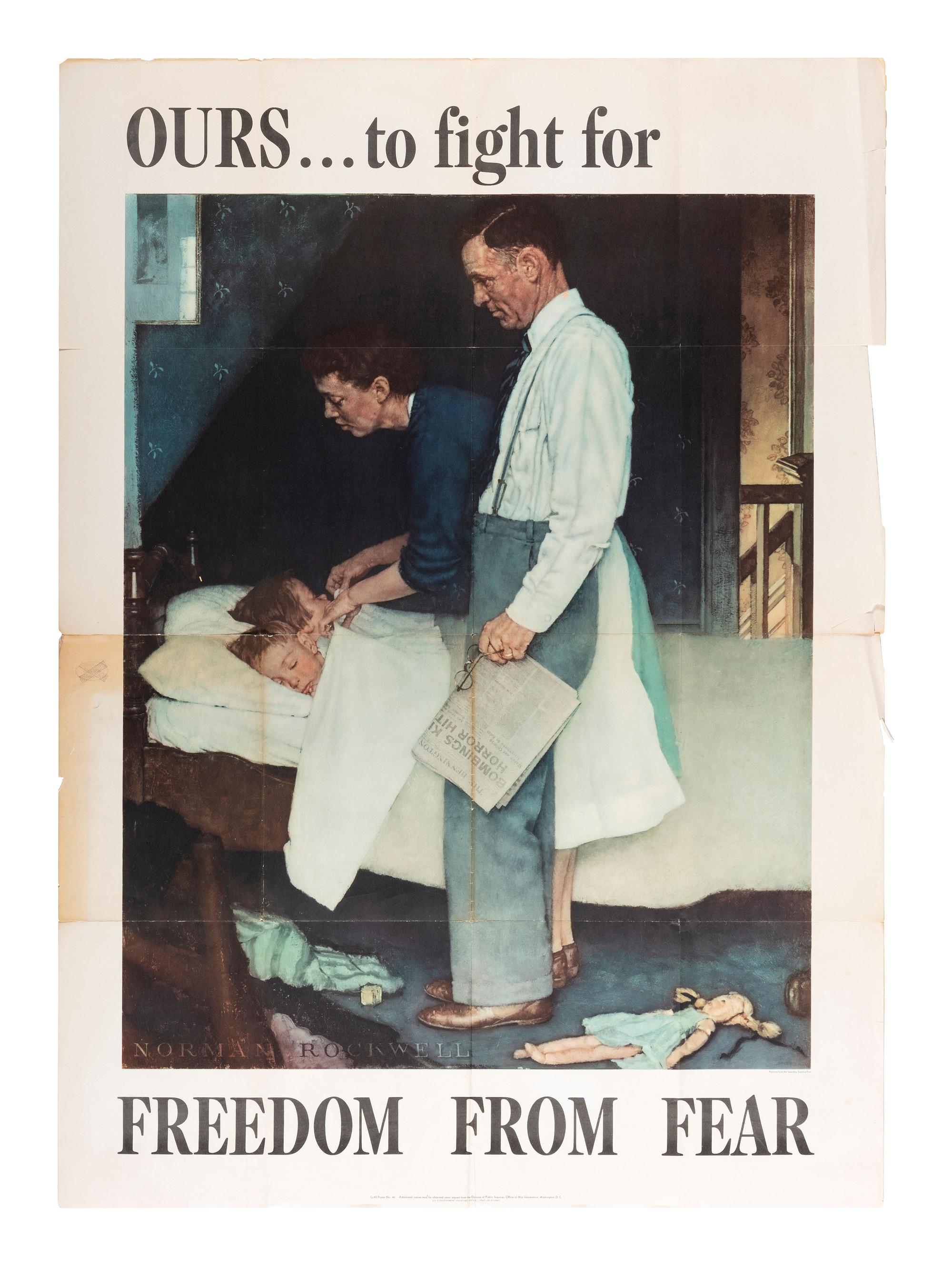 [WORLD WAR II]. ROCKWELL, Norman, artist. Group of 4 posters illustrating Rockwell's "four freedoms," comprising: