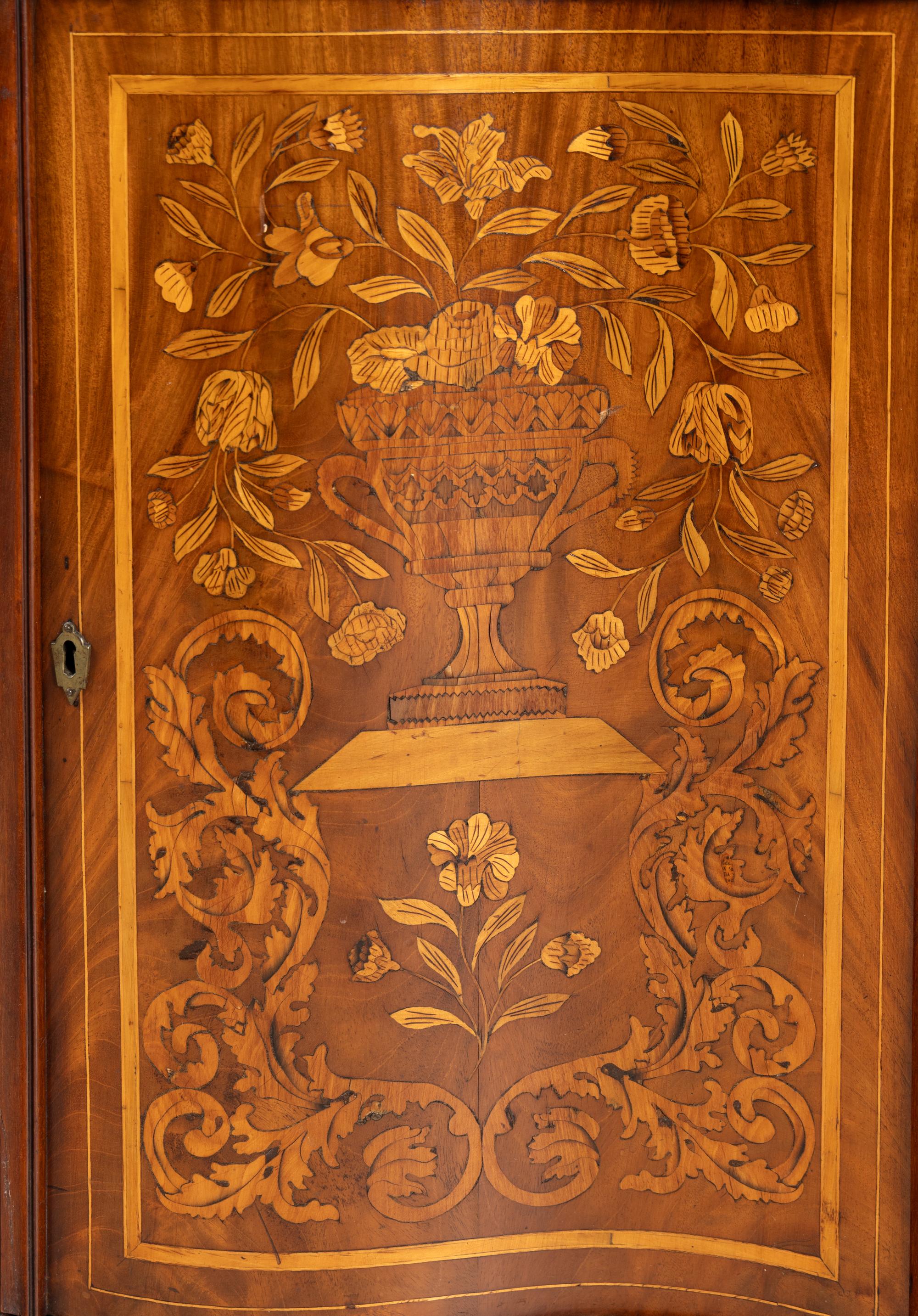 A Dutch Marquetry Corner Cabinet