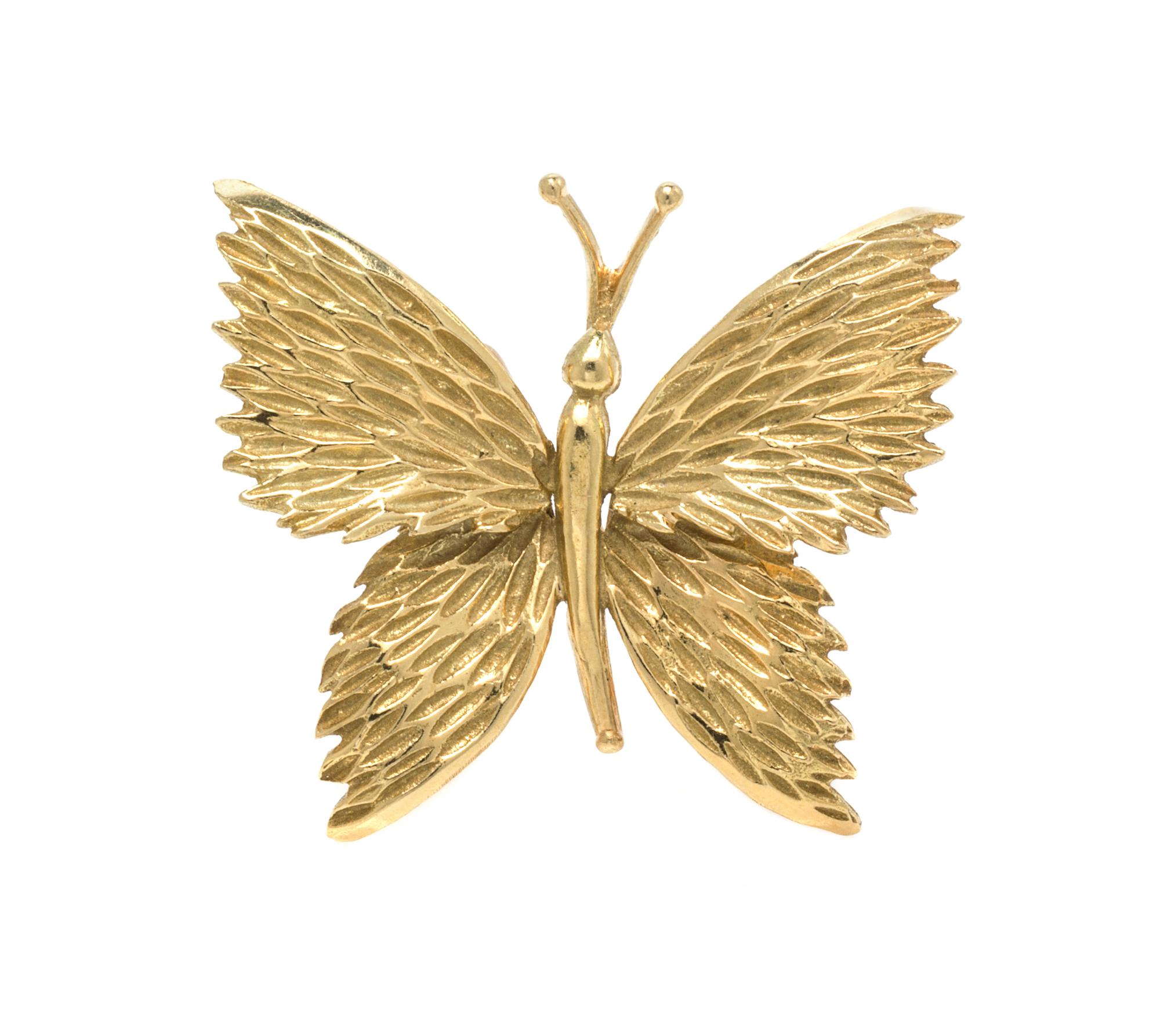 An 18 Karat Yellow Gold Butterfly Brooch, Tiffany & Co. 5.20 dwts.
