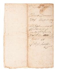 [SALEM WITCH TRIALS]. SEWALL, Stephen (1657-1725). Docket signed, plus.