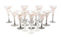 An Enameled Glass Stemware Service Height 7 1/2 inches.